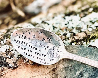 Wild Hearts Find A Home Every Place They Roam, Stamped Spoon, Christmas Gift, Stocking Stuffer, Coffee Spoon, Metal Stamping, Funny Gift