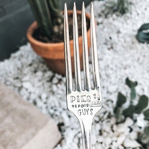Taarten voor jongens - Gestempeld Vork - Gestempeld Zilveren Vork - Vriendin Gift - Galentine's Gift - Pie Fork - Dessert Fork - Gestempeld Zilver