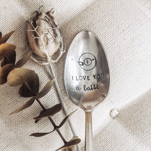 I Love You A Latte - Love Spoon - Valentines Day Spoon - Stamped Silver Spoon - Sugar Spoon - Stamped Coffee Spoon - But First Coffee