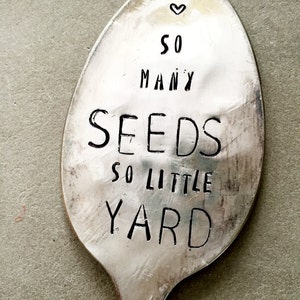 Hand Stamped Garden Marker, Rustic Garden Accessory, Vintage Silver Spoon, Silver Plated Flatware, Garden Quote, Antique, Stamped Silverware