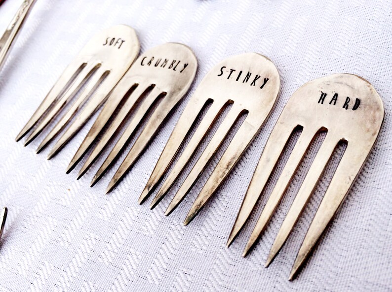 Cheese Forks Cheese Markers Stamped Forks Stamped Silver Etsy