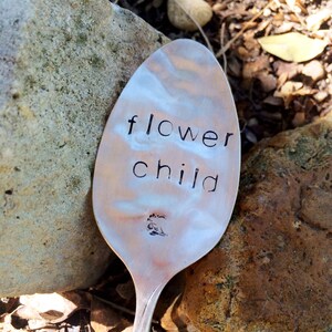 Stamped Garden Marker - Garden Decor - Holiday Gift - Unique Gifts - Gardener Gift - Christmas Gift Idea - Flower Child - Stamped Spoon
