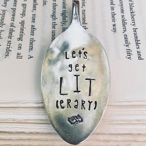 Good Book Cozy Nook, Bookmark, Vintage Bookmark, Stamped Spoon, Book Club Gift, Stamped Bookmark, Spoon Bookmark, Silver Bookmark