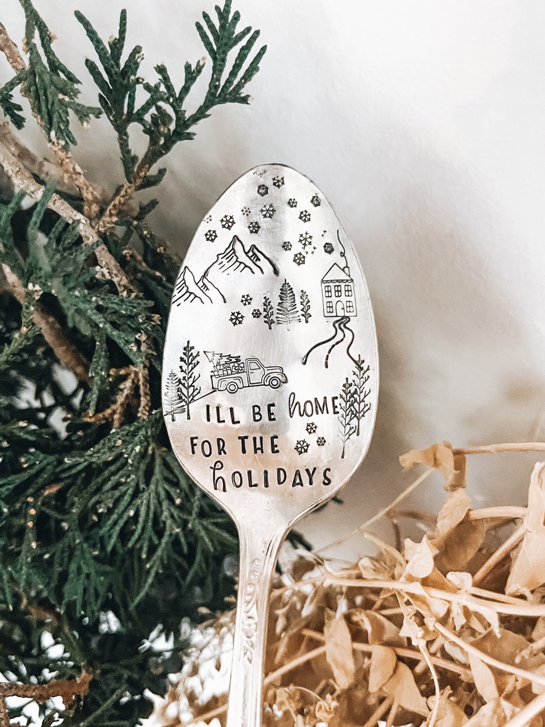 I'll Be Home For The Holidays Christmas Spoon Stamped image 1