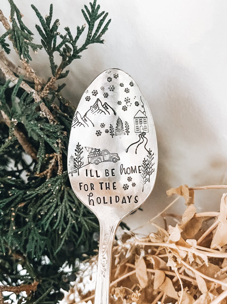 I'll Be Home For The Holidays  Christmas Spoon  Stamped image 1