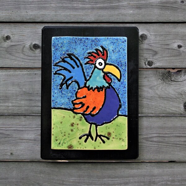 Bird Tile, Ceramic Bird Tile, Handmade Bird Tile, Bird Art, Bird, Rooster