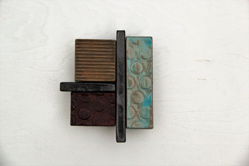 set of three textured tiles handmade tiles textured collage tiles