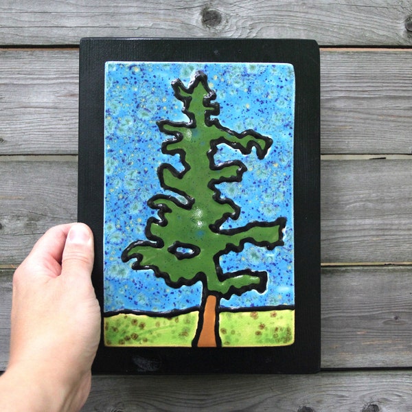 Tree Tile, Ceramic Tree Tile, Handmade Tile, Tree Art, Landscape Art, Trees