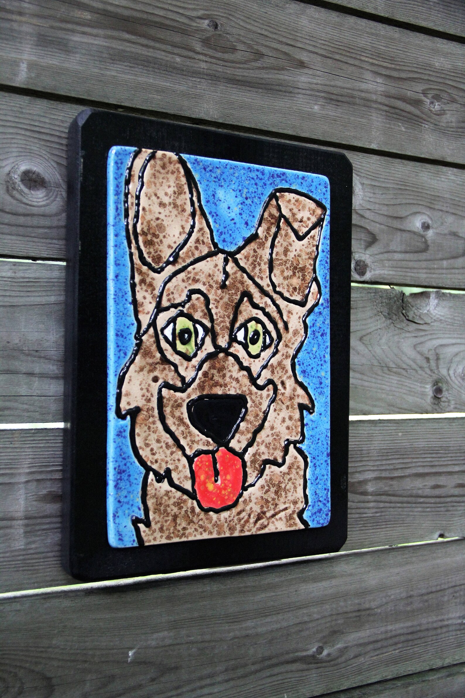 Dog tile ceramic tile dog art painted dog dog | Etsy