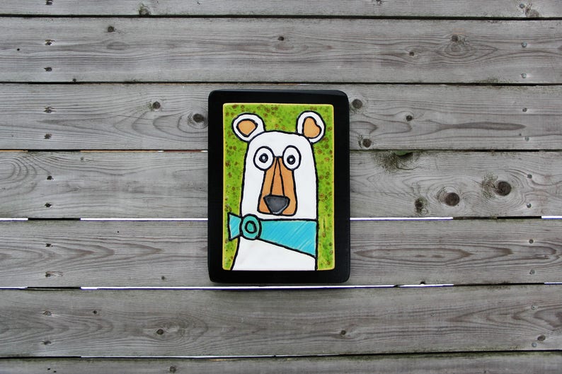 bear tile bear bear art painted bear polar bear ceramic tile