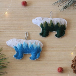 The Tree Bears--Two Heirloom Felt Ornaments