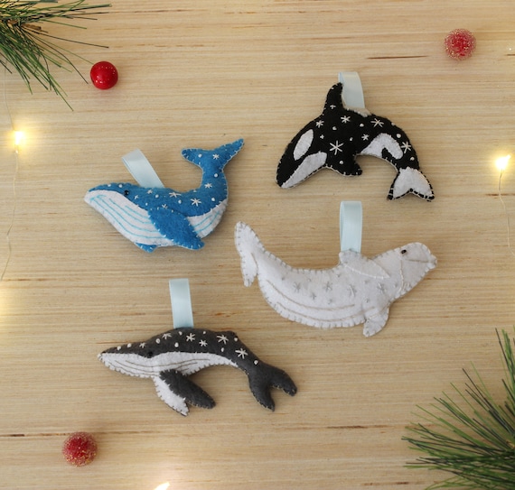 Celestial Whales Heirloom Felt Ornaments