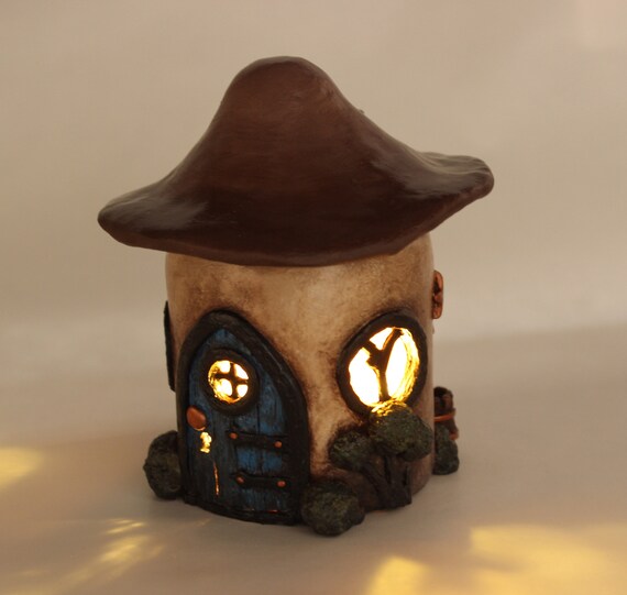 Polymer Clay Fairy House Tea Light Holder Mushroom House Etsy
