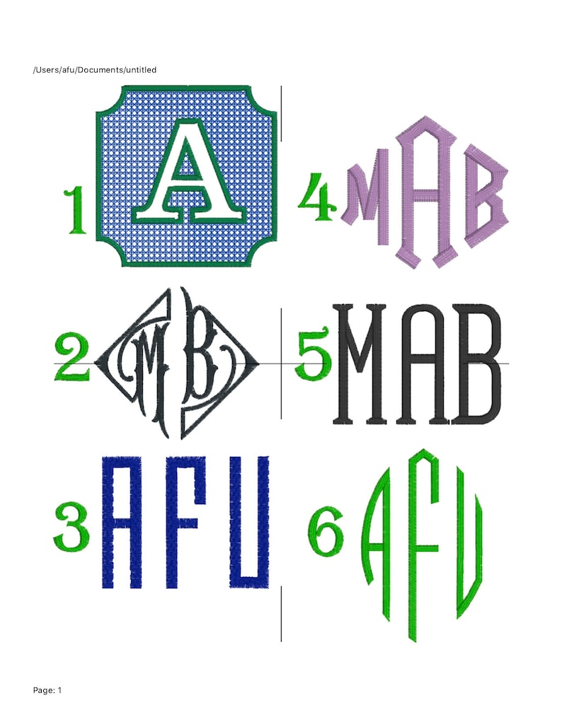 Font and Monogram Options - Etsy