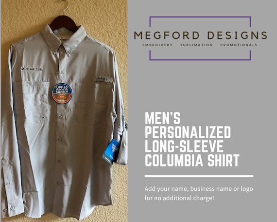Men s Personalized Columbia Long sleeve Fishing Shirt Etsy