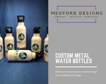 Personalized White Metal Water Bottle