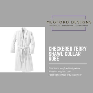 Checkered Terry Shawl Collar Robe with Custom Embroidery