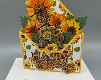 Birthday Card,  Floral Birthday PopUp Card