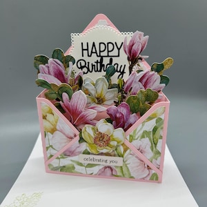 Birthday Card, Floral Birthday PopUp Card