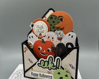 Ghostly Pop-Up Halloween Card with Envelope