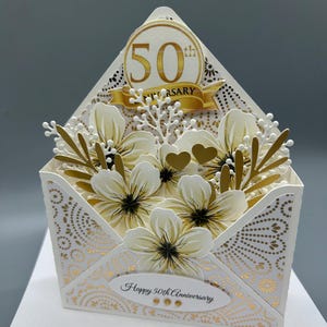 50th Anniversary Card, Golden Anniversary PopUp Card