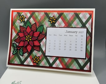 2027 Desk Calendar, 2027 Poinsettia Desk Calendar