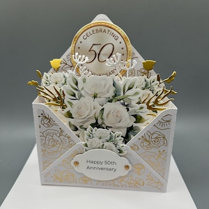 50th Anniversary Card, Golden Anniversary 3D Card