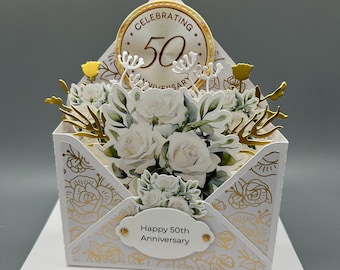 50th Anniversary Card, Golden Anniversary 3D Card