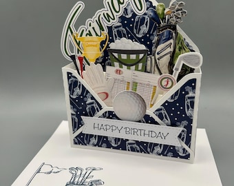 Birthday Card, Golf Birthday PopUp Card