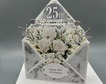 25th Anniversary Card, Silver Anniversary PopUp Card