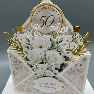 50th Anniversary Card, Golden Anniversary 3D Card