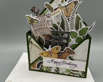 Birthday Card,  Floral Birthday PopUp Card