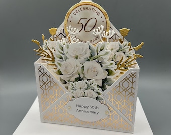 50th Anniversary Card, Golden Anniversary 3D Card