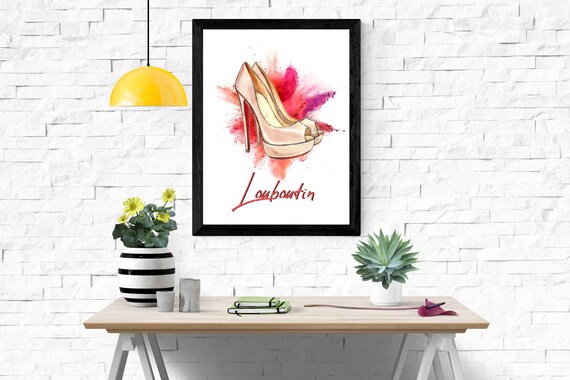 Teen Girl Bedroom Decor High Heels Art Christian Louboutin Shoes Print Girly Room Wall Decor Birthday Diva Gift For Her Red Bottoms