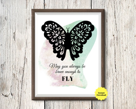 Butterfly Inspirational Quote Positive Affirmation Printable Teenage Girl Gift Butterfly Room Decor Bedroom Wall Art Stylish Digital Print