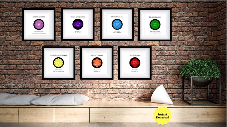 7 Chakras Set Prints Yoga Studio Decor Printable Wall Art