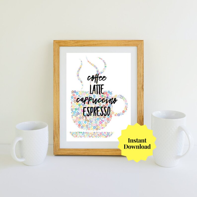 Coffee Art Print Coffee Latte Cappuccino Espresso Printable Etsy