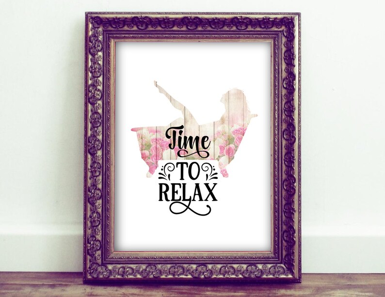 Dressing Room Decor Time To Relax Girly Bathroom Wall Decor Etsy
