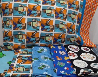 Standard Pillowcase made with licensed Pokémon, Stitch or Minecraft fabric. French seams, great quality! Fits twin/standard pillow.