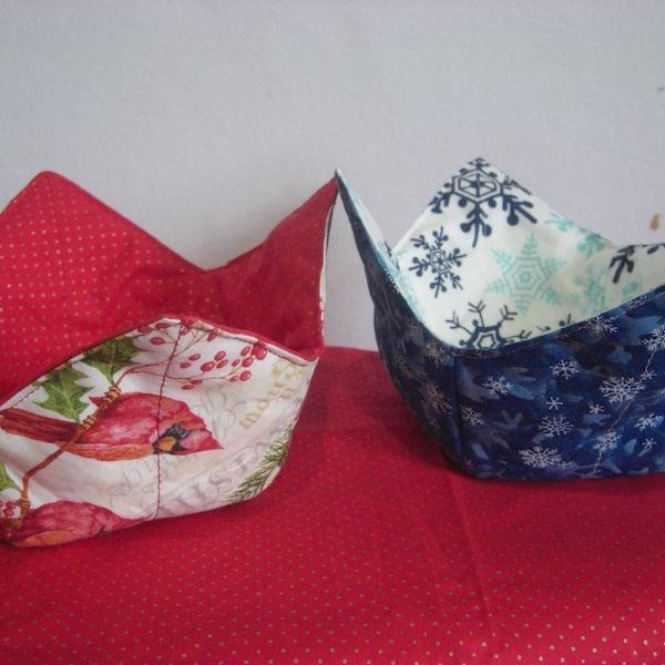 Christmas, Cardinal, snowflake and more microwaveable bowl pot holders, cozy. Nice gifts