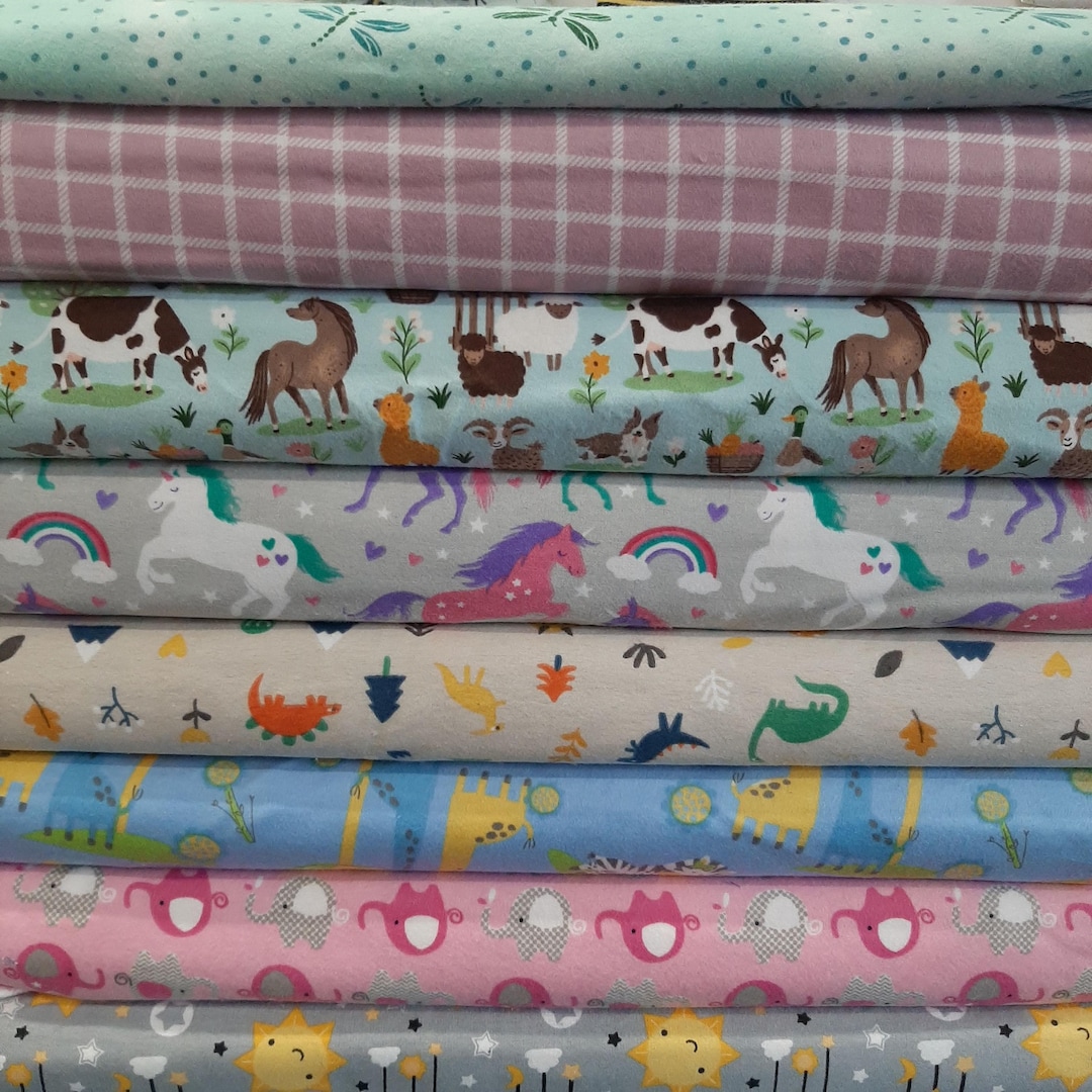 Children's Cotton Flannel Fabric by the Yard: Baby &amp; Kids Prints - Etsy