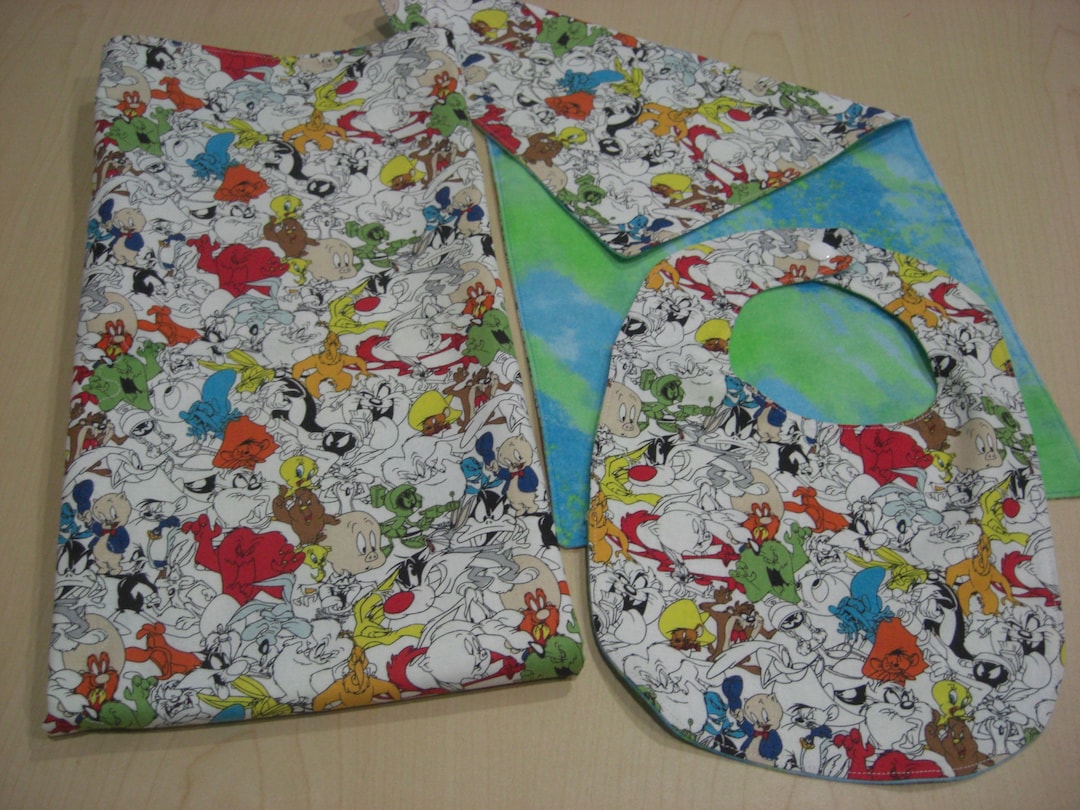 3 Piece Baby Gift Set Made With Licensed Looney Tunes Fabric. Receiving Blanket, Burp Cloth and