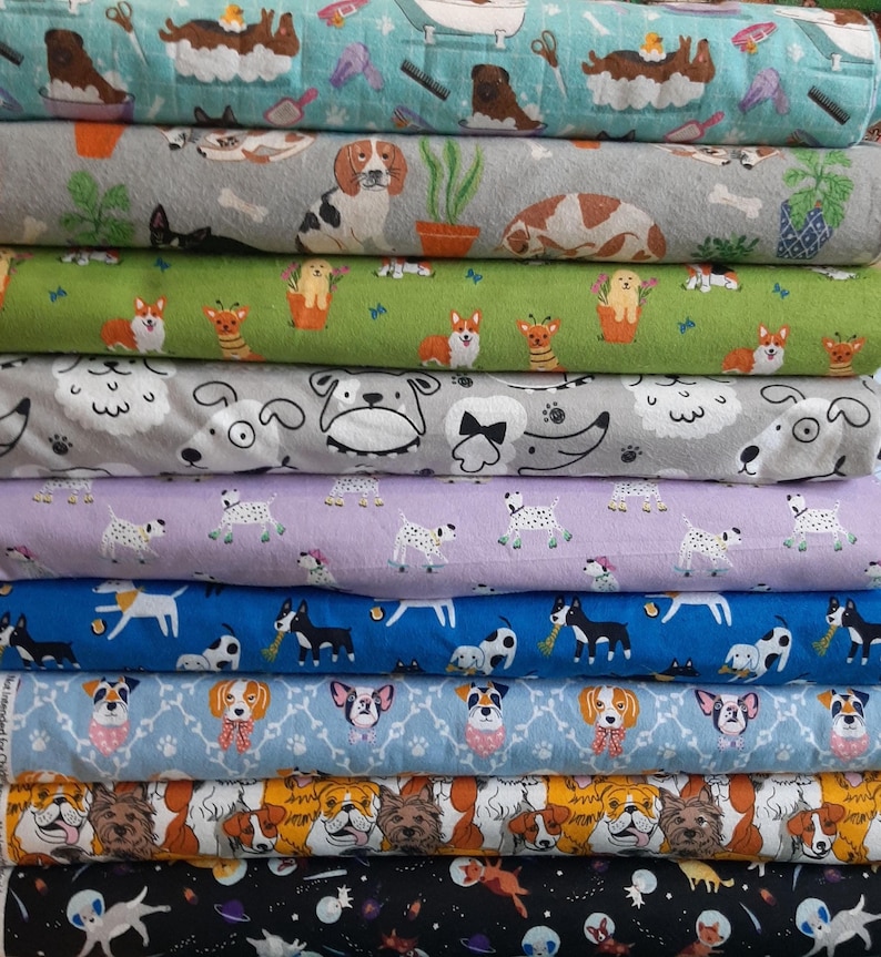 Dog Flannel Fabric by the Yard, 9 Adorable Dog Print Fabrics to Choose ...