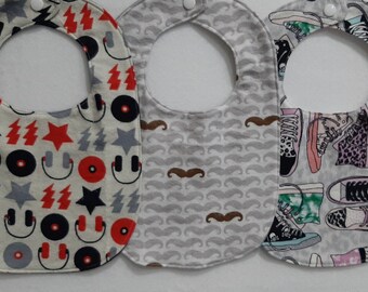 Gamer baby bibs, mustache, remote control, head phones fun for your baby gamer.