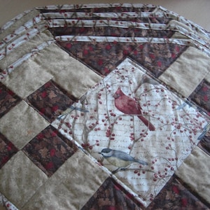 Bird Table placemats set of 4, great for any table setting, gift, house warming gift, wedding gift, just fun decorations