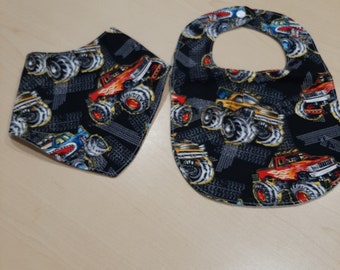 Big wheel trucks Baby bibs or bandana style! Great baby shower gift, gender reveal gift