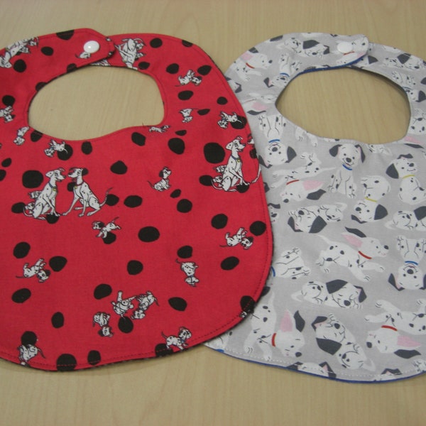 Dalmatians Dog baby bib made with licensed Disney 101 Dalmatians fabric, great shower or gender reveal gift for any boy or girl!