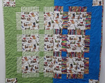 Puppy Dog Baby Quilt: Crib, Toddler Size (38x38 Inches)