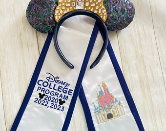 Two Tone Graduation Stole with Cinderella castle and DCP Logo. **READ CAREFULLY** Note: one year included (ears not included)