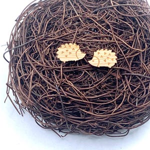 Tiny Hedgehog Wooden Stud Earrings | Hedgehog Earrings | Mini Studs | Woodland Animals | Cute Earrings | Hedgehog Jewelry | Gift for Her